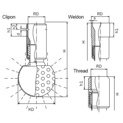 Миюча головка обертова TANKO RB90, 180° вгору AWH