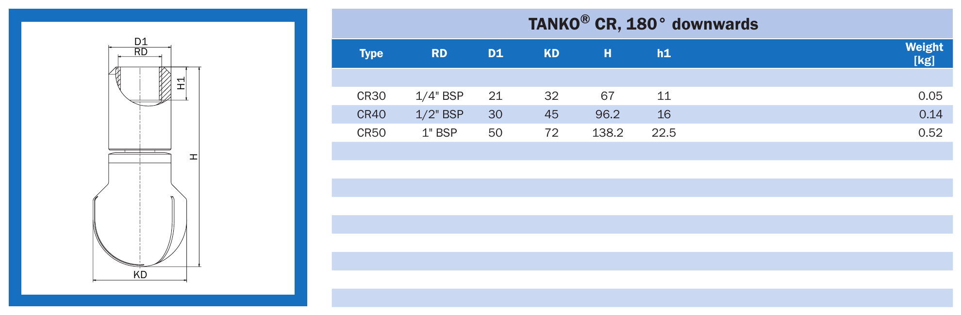 Миюча головка обертова TANKO CR, 180° вниз AWH